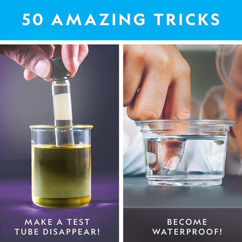 Two more amazing science tricks from the National Geographic Science Magic Kit: making a test tube disappear and becoming waterproof.